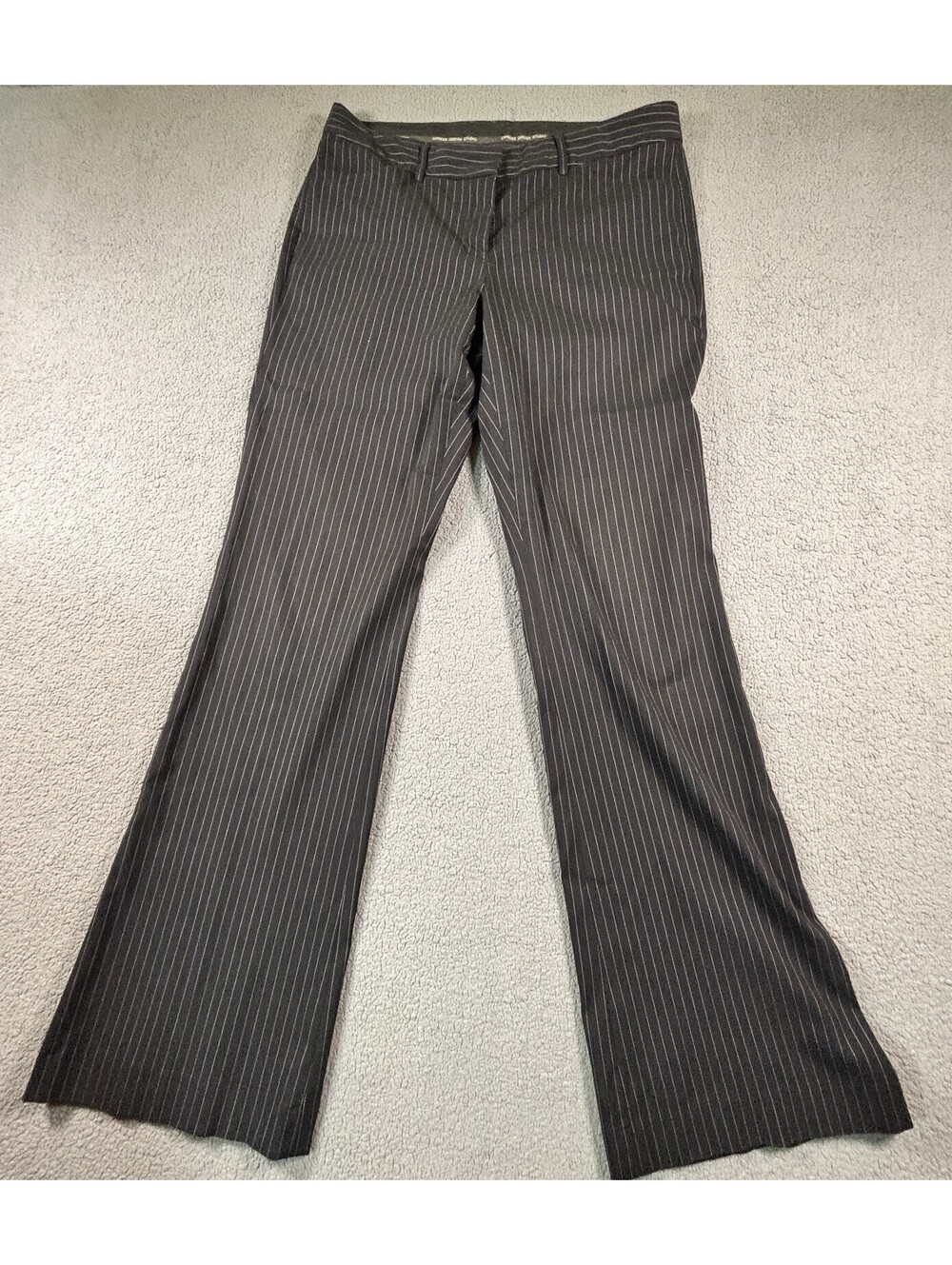Vtg Y2K Express Design Studio Editor Pants Size 6 Silver Pinstripe Flare HK